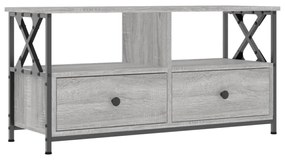 szürke sonoma színű szerelt fa és vas TV-szekrény 90x33x45 cm