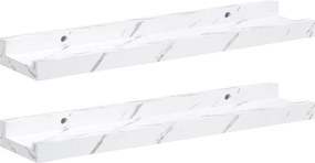 vidaXL Falpolc polcokkal 2 pcs Fehér márvány 40 x 9 x 3 cm Faanyag