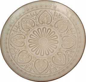 Kerámia Bordázott Tányér 26,5 CM Átmérő Krémszínű Mindennapi Használatra