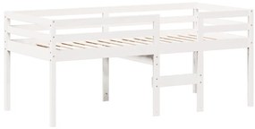 fehér tömör fenyőfa magasított ágy tetővel 90 x 190 cm