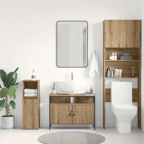 Fürdőszoba Mosdószekrény Kézműves Tölgy 80x30x60 cm Mérnök Fa