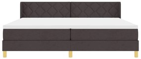 Boxrugós ágy matracmal Sötétbarna és fehér 200 x 200 cm Szövet