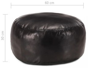 fekete valódi kecskebőr puff 60 x 30 cm