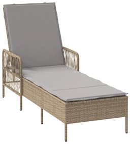 Napozóágy Bézs és világosszürke PE rattan 157 x 55 x 92 cm