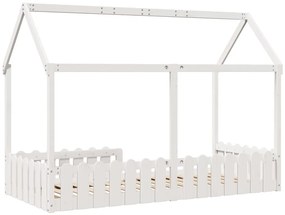 fehér tömör fenyőfa házikó gyerekágykeret 90 x 200 cm