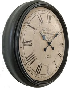 Globo B992521 Falióra, fekete műanyag, üveglap, Óra, római számokkal ellátott számlap, ø: 580 mm, M: 580 mm, elem nélkül