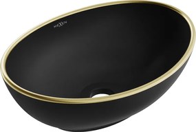 Mexen Elza pultra szerelhető mosdó 40 x 33 cm, fekete matt/arany szegély - 21014025