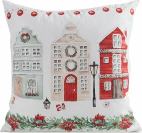 Karácsonyi díszpárnahuzat ajándék párnahuzat 211 45X45 cm házikók