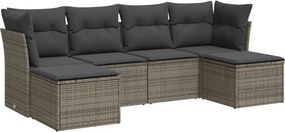 vidaXL 6 részes szürke polyrattan kerti ülőgarnitúra párnákkal