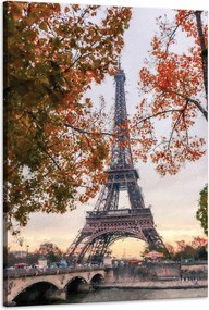 Vászonkép Eiffel-torony Franciaország Pasztell fák Ősz 60x90 cm