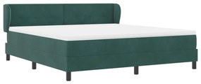 Boxspring Ágy Matrac Kényelmes Sötét Zöld 180x200 cm Bársony
