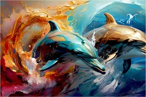 Kép - Delfin festmény (90x60 cm)