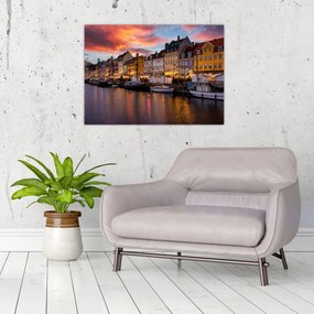 Üveg kép - Nyhavn, Koppenhága (70x50 cm)