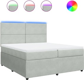 vidaXL világosszürke bársony rugós ágy matraccal 200x200 cm