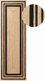Fekete-natúr színű kétoldalas-kézi szövésű juta futószőnyeg 70x200 cm Jutta – Hanse Home