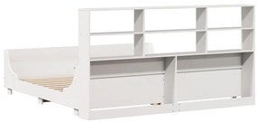 fehér tömör fa könyvespolcos ágy matrac nélkül 200 x 200 cm