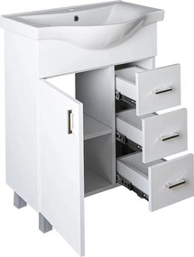 VivaStyle BIANKA 65 lábon álló fürdőszobabútor 3 fiókos Sanovit ALBATROS10065 mosdóval 64,5x46,5cm