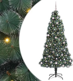 vidaXL Műfenyő, előre világított karácsonyfagolyó készlettel 240 cm