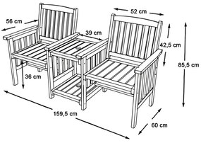 Fa 2 személyes kerti garnitúra