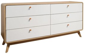 Fehér-natúr színű alacsony komód tölgyfa dekorral 150x74 cm Caitlin – Støraa