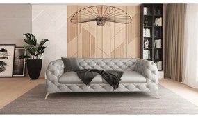 Világosszürke bársony kanapé 225 cm Chelsea – Ropez