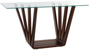 Modern design diófa konzolasztal üveg lappal barna