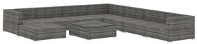 9 részes szürke polyrattan kertibútor-garnitúra párnákkal