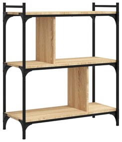 3 szintes sonoma tölgy színű fa könyvespolc 76 x 32 x 88 cm