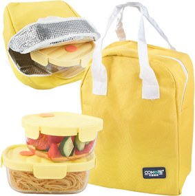 2x üveg ételtároló dobozok fedéllel hőálló hőtartó táska