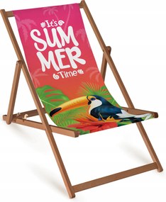 Fából Készült Kerti Strand Napozóágy It's Summer Time Összecsukható Kényelmes Bükk