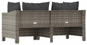 2 darabos szürke polyrattan kerti bútor szett párnákkal