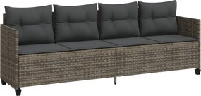 vidaXL szürke polyrattan napozóágy párnával