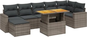 vidaXL 8 részes szürke polyrattan kerti ülőgarnitúra párnákkal