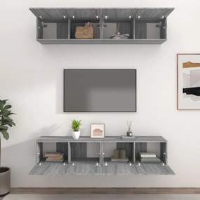 4 db szürke sonoma színű szerelt fa TV-szekrény 80 x 30 x 30 cm