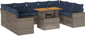 vidaXL 10 részes szürke polyrattan kerti ülőgarnitúra párnákkal