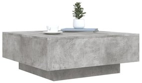 betonszürke dohányzóasztal LED-lámpákkal 80 x 8 0x 31 cm