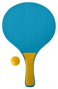 Strand ping-pong készlet, 3 részes, fa, sárga/kék