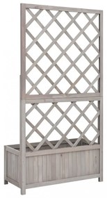 szürke tömör fenyőfa rácsos kerti ültetőláda 70 x 30 x 135 cm