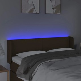 sötétbarna szövet LED-es fejtámla 147 x 16 x 78/88 cm