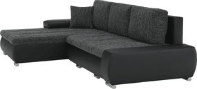 Sarokülőgarnitúra, fekete/fekete melír, TRAMP