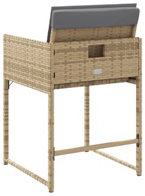 4 db vegyes bézs polyrattan kerti szék párnával
