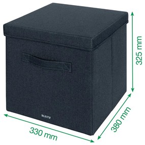 Sötétszürke fedeles textil tárolódoboz szett 2 db-os 33x38x32.5 cm – Leitz