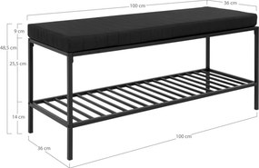 Vita pad, fekete, fekete lábakkal, 100x36x48,5 cm