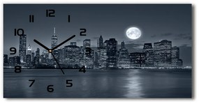 Négyszögletes üvegóra vízszintesen New york éjjel pl_zsp_60x30_f_78010897