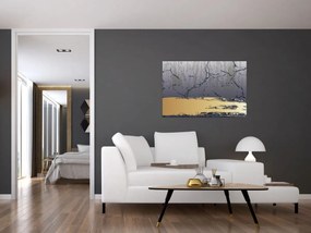 Kép - Kék és arany absztrakció N⁰1 (90x60 cm)