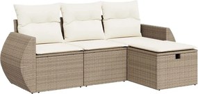 vidaXL 4 részes bézs polyrattan kerti ülőgarnitúra párnákkal