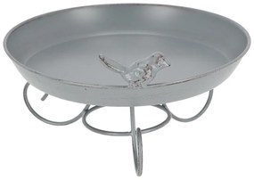 Fém madáritató, lábakon álló, szürke, 22 cm átmérőjű