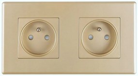 Kontakt Elektromos Aljzat Műanyag Keret Matt FI60 Dupla 2x1 Arany