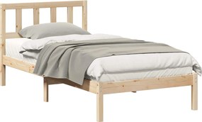 vidaXL Ágykeret fejtámlával Barna 75 x 190 cm Tömör fenyőfa