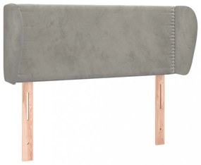 világosszürke bársony fejtámla szárnyakkal 103x23x78/88 cm